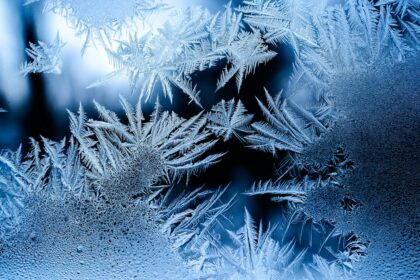 a close up of a frosty window